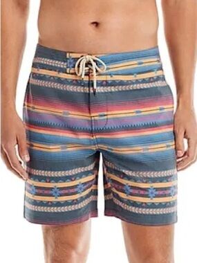 Faherty Board Shorts Men’s 32 Doug Good Feather South Western Swim Surf Pockets